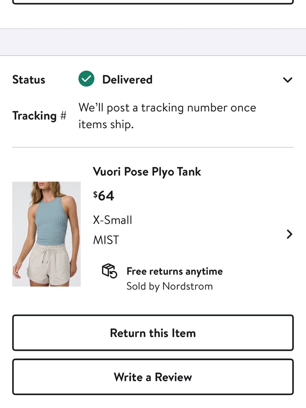 Vuori Pose Pylo Tank in Mist XS - Picture 3 of 3